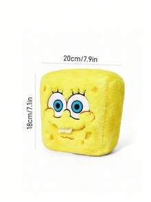 SpongeBob SquarePants | SHEIN 1pc Plush Cartoon Embroidered Tissue Box, Adorable 3D Design, Exquisite Embroidery, Suitable For Home, Car, Office, Fits Various Tissue Sizes