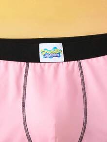 SpongeBob SquarePants | SHEIN 2pcs Men's Yellow & Pink Comfortable Breathable Cartoon Pattern Boxer Briefs,Casual Shorts,Basic Casual Boxer Brief, Men Boxers Pack, Cartoon Underwear - Multicolor - View 7