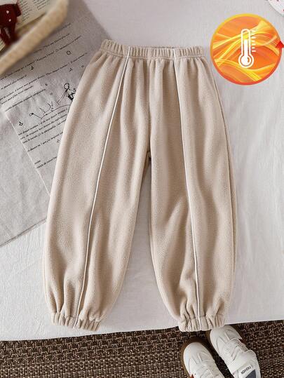 Genkimix Kids 男童韩版休闲运动口袋贴布宽松抽绳抓绒裤