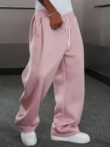 Manfinity Hypemode Men Drawstring Waist Wide Leg Sweatpants Wide Leg Sweatpantswide Leg Sweatpants Menwide Leg Joggersbaggy Pants Y2kblack Baggy Pants Baggy Sweatpants