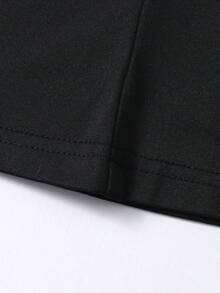 Sparklyn Teen Girl Casual Two-Tone V-Neck Lantern Sleeve Fitted Shirt, Spring/Autumn