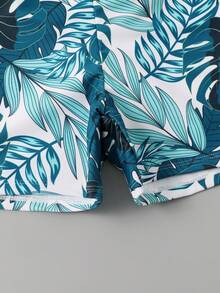 Tween Boy Letter & Tropical Print Beach Swimsuit Kids Swimming ,Kids Beachwear Summer Holiday