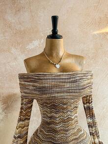 Soleia 女士休闲撞色镂空露肩喇叭袖针织连体裤 - 彩色 - 查看 6