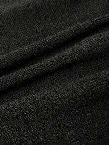 EgrlEra 女士纯色性感前卫V领休闲长袖毛衣，秋冬 - 黑色 - 查看 6