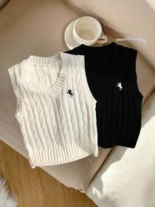 SHEIN Comfortcana 女士休闲百搭刺绣针织背心 - 彩色 - 查看 11