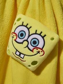 SpongeBob SquarePants | SHEIN 1 miếng khăn tắm siêu thấm, chất liệu thấm hút mềm mại, dây thun co giãn phù hợp với nhiều kích cỡ, dễ khô, có thể giặt bằng máy - Màu vàng - Xem 5