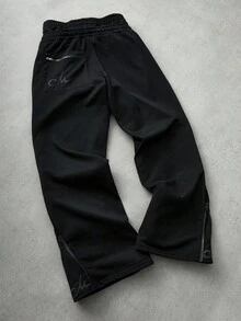 PAVTROS Manfinity Streetrush 男士街头风流行 INS 搭配印花和刺绣时尚刺绣拉链口袋脚踝拉链户外音乐节夜店男友/丈夫礼物周年纪念礼物时尚二合一双腰带运动裤