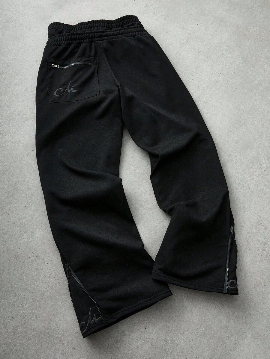 PAVTROS Manfinity Streetrush 男士街头风流行 INS 搭配印花和刺绣时尚刺绣拉链口袋脚踝拉链户外音乐节夜店男友/丈夫礼物周年纪念礼物时尚二合一双腰带运动裤