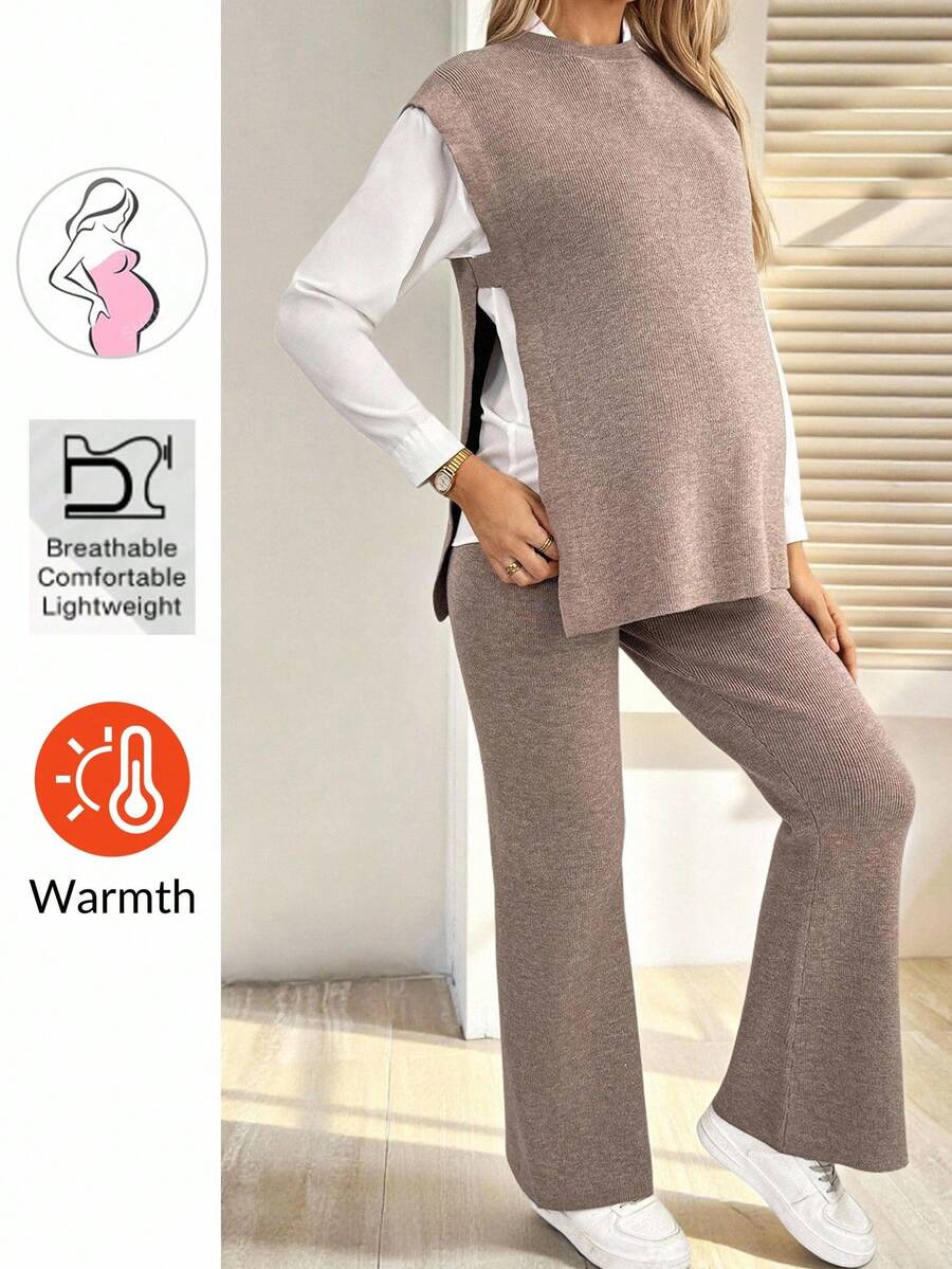 SHEIN 2pcs Maternity Casual Loose Sleeveless Top And Pants Set
