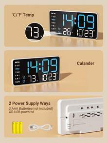 Teckwe Grande horloge murale numérique avec température, calendrier, alarme et veilleuse, grand affichage LED, couleur RVB, horloge pour mur, décoration de chambre, décoration de maison, cadeaux