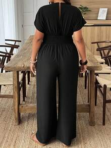 SHEIN PETITE CURVE 大码纯色束腰连体裤，休闲度假装