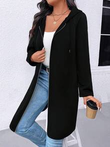 SHEIN PETITE Petite Women Loose Fit Sweatshirt Sweatshirt, Autumn/Winter - Black - View 1