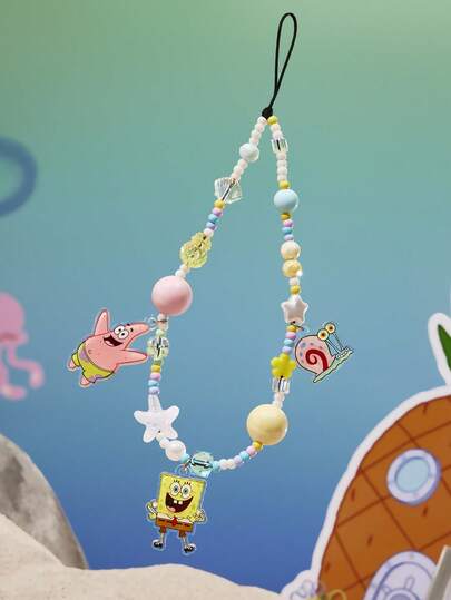 SpongeBob SquarePants | SHEIN Cute Cartoon Ocean Vacation Mobile Phone Lanyard Cell Phone Pendant  Phone Chain Handmade Beaded Starfish Shell Patrick Gary