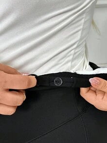 SHEIN 加大码孕妇纯色可调节腰部喇叭裤，带保暖内衬