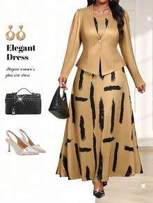 Fleurora Spring And Summer Elegant Commuting Office Colorful Knitted Lapel Button Midi Long Sleeve Plus Size Faux Fur Coats Wedding Guest Dress For Women Fall Women Clothes Autumn Outfits For Women Fall Women Clothes Wedding Guest Dress For Women Fall Dresses For Women Gold Dress Going Out Tops Country Dress For Women Plus Size Dresses For Women Business Casual For Women Teacher Outfits For Women - Multicolor - View 1