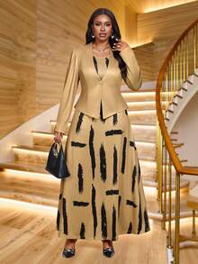 Fleurora Spring And Summer Elegant Commuting Office Colorful Knitted Lapel Button Midi Long Sleeve Plus Size Faux Fur Coats Wedding Guest Dress For Women Fall Women Clothes Autumn Outfits For Women Fall Women Clothes Wedding Guest Dress For Women Fall Dresses For Women Gold Dress Going Out Tops Country Dress For Women Plus Size Dresses For Women Business Casual For Women Teacher Outfits For Women - Multicolor - View 4