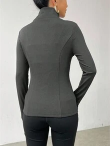 EMERY ROSE Chaqueta ajustada de unicolor con forro térmico, otoño/invierno - Gris Oscuro - Ver 2