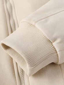 Manfinity Homme Men's Long Sleeve Casual Warm Thermal Lined Zip-Up Thermal Lined Jacket, Autumn/Winter Cream Men Thermal Lined Jacket For Men Outerwear - Khaki - View 5