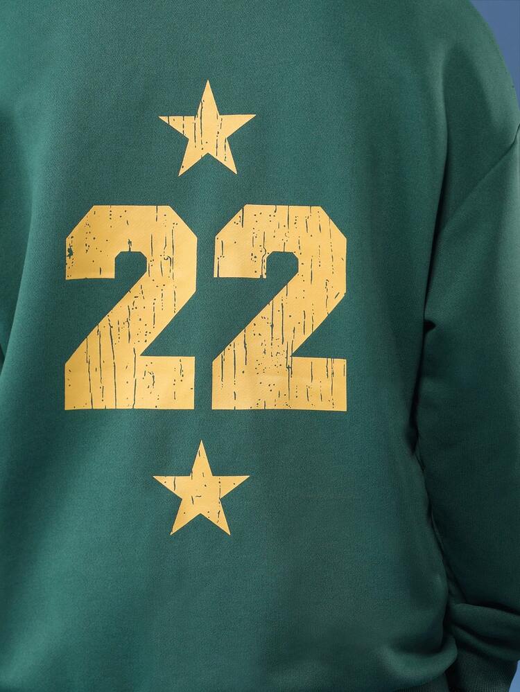 Hooded Sweatshirt And Shorts With Varsity Graphics