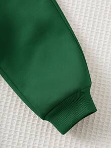 Cozy Pixies 2件套男童卡通恐龙印花连帽夹克和松紧腰裤套装 - 墨綠色 - 查看 5