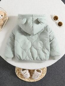 SHEIN 男婴小熊连帽外套，保暖内衬，休闲百搭，适合秋冬季节，男婴，我的第一个圣诞节，万圣节秋季男婴外套，婴儿外套，冬季婴儿服装 - 彩色 - 查看 3