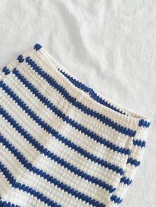 SHEIN Vintaside Kids Baby Mädchen modisches hochwertiges gestreiftes Träger Top und passendes gestreiftes weites Bein Hosen Set, perfekt für Sommer Camping, Urlaub, Lässig oder Party Anlässe - Blau - Übersicht 8