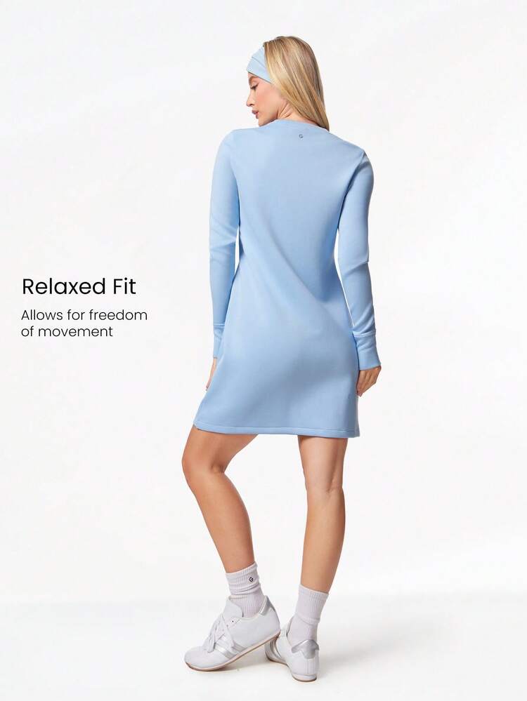 GLOWMODE Modal Midi Dress Side Invisible Pockets Built-In Thumbnail Casual Daily - Baby Blue - View 2