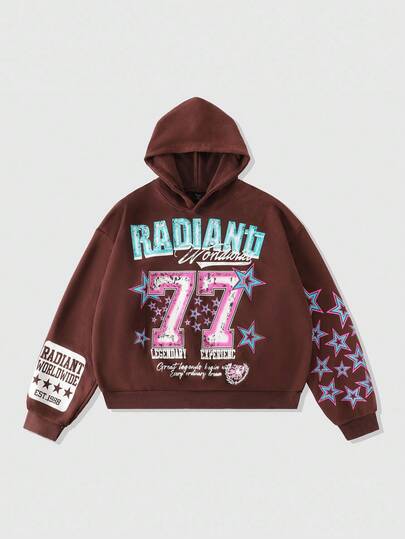 Street Life Felpa con cappuccio corta lavata vintage n. 77 da uomo, stile streetwear, autunnale