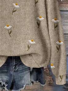 SHEIN LUNE Felpa vintage con stampa floreale casual da donna taglie forti, adatta per autunno/inverno, vintage autunnale