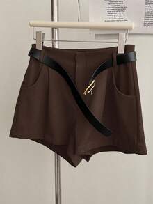 Airaco Damskie szorty w jednolitym kolorze, plisowane, z kieszeniami, luźne, uniwersalne