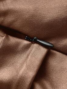 ROMWE PUNK Casual Versatile Ruffled Hem Mini Skirt For Women - Rust Brown - View 3