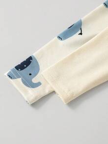 SHEIN Baby Boy Casual Cute Cartoon Elephant Print Tight Fit Long Sleeve Crew Neck Pajama Set, Suitable For Autumn/Winter Baby Boy Clothes Elephants Baby Elephant Outfit Pajama Baby Set Baby Matching Sets Toddler Sets Baby Boy Fall Clothes