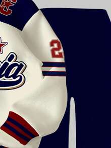 SHEIN Leap Crew 2 件套青少年女孩休闲复古字母和数字徽章图案连帽运动衫和紧身裤，运动学院风格，适合秋冬季