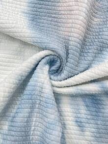 SHEIN Maternity Tie-Dye Print Round Neck Long Sleeve Side Slit Hem Casual Sweatshirt