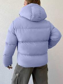 EURMUSE Zip Up Drawstring Hooded Puffer Coat