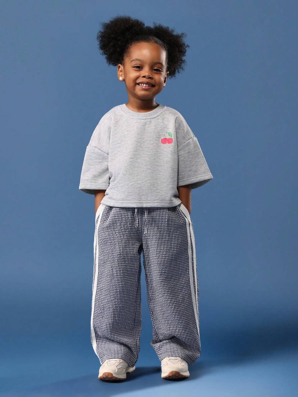 Oversized Cherry Sweatshirt With Gingham Check Pants