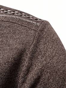 Manfinity Mode Men's Casual Versatile Knit Autumn Men Quarter Zip Brown Sweater, Old Money