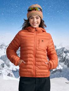 In My Nature Women's Warm Casual Long Sleeve Zip-Up Outdoor Winter Coats - Orange - View 9