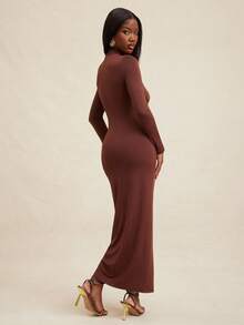 NYA SZN 连衣裙长袖修身金属细节特殊场合正式端庄婚礼宾客教堂约会外出夜场秋冬适合通勤女士服装