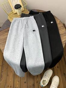 SHEIN 3 件套青少年女孩黑色、白色、深灰色小马印花休闲运动街头针织慢跑裤，买 1 送 2 - 彩色 - 查看 5