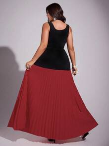 Viva Relle Plus Size Women's Elegant Bubble Decor Flared Hem Dress, Design For Party, Gathering, Romantic Date, Birthday, Long Dress - Multicolor - View 2