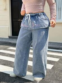 Rivivi Plus Size Casual Slimming Straight Leg Denim Jeans