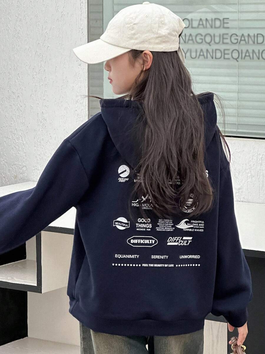 Dazy Kids 女童连帽印花保暖衬里运动衫，秋季