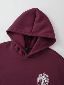 ROMWE MEN Street Life Herren Grafik Slogan Muster Hoodie, Retro Straßen-Stil, Herbst/Winter