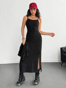 2 Stücke/Set Teenager Mädchen Gerippte Strick Jacke und Bodycon Trägerkleid Set