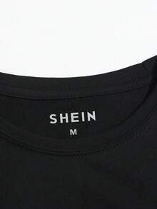 Franclia Áo thun nữ cổ tròn tay ngắn in hoa giản dị, mùa hè - màu đen - Xem 3