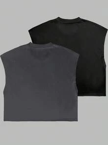 Manfinity Dauomo 2 pezzi/set Canotta casual di moda da uomo, adatta per l'estate