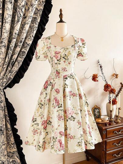 Vintamour Vintage Elegant Women's Dress Jacquard Sweetheart Neck Casual Holiday Party Dress Autumn Clothes Fall Clothes For Women Fall Outfits For Women Autumn Outfits For Women Fall Dresses For Women Winter Dress Women Winter Clothes For Women's Winter Clothes Christmas Women's Clothing Christmas Clothes For Women Christmas Outfit For Women Christmas Party Dress Christmas Dress Party Dresses Elegant Dresses For Party Elegant Party Dresses Elegant Dresses