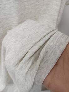 Resyla 大码女式休闲复古简约浪漫纽扣T恤 - 灰色 - 查看 5