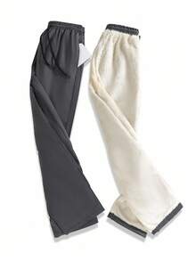 1件装男童休闲裤，带口袋和保暖内衬，适合秋冬季休闲穿着和通勤。 - 黑色 - 查看 3